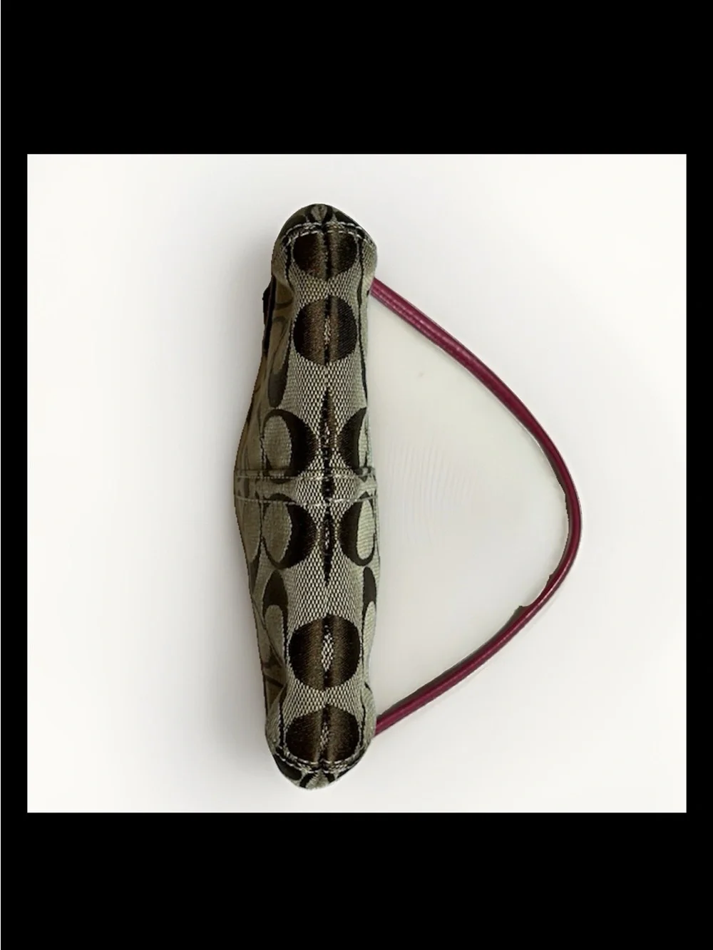 Coach Soho Wristlet Signature Canvas, Hot Pink Leather Trim, Silver Buckles 2004